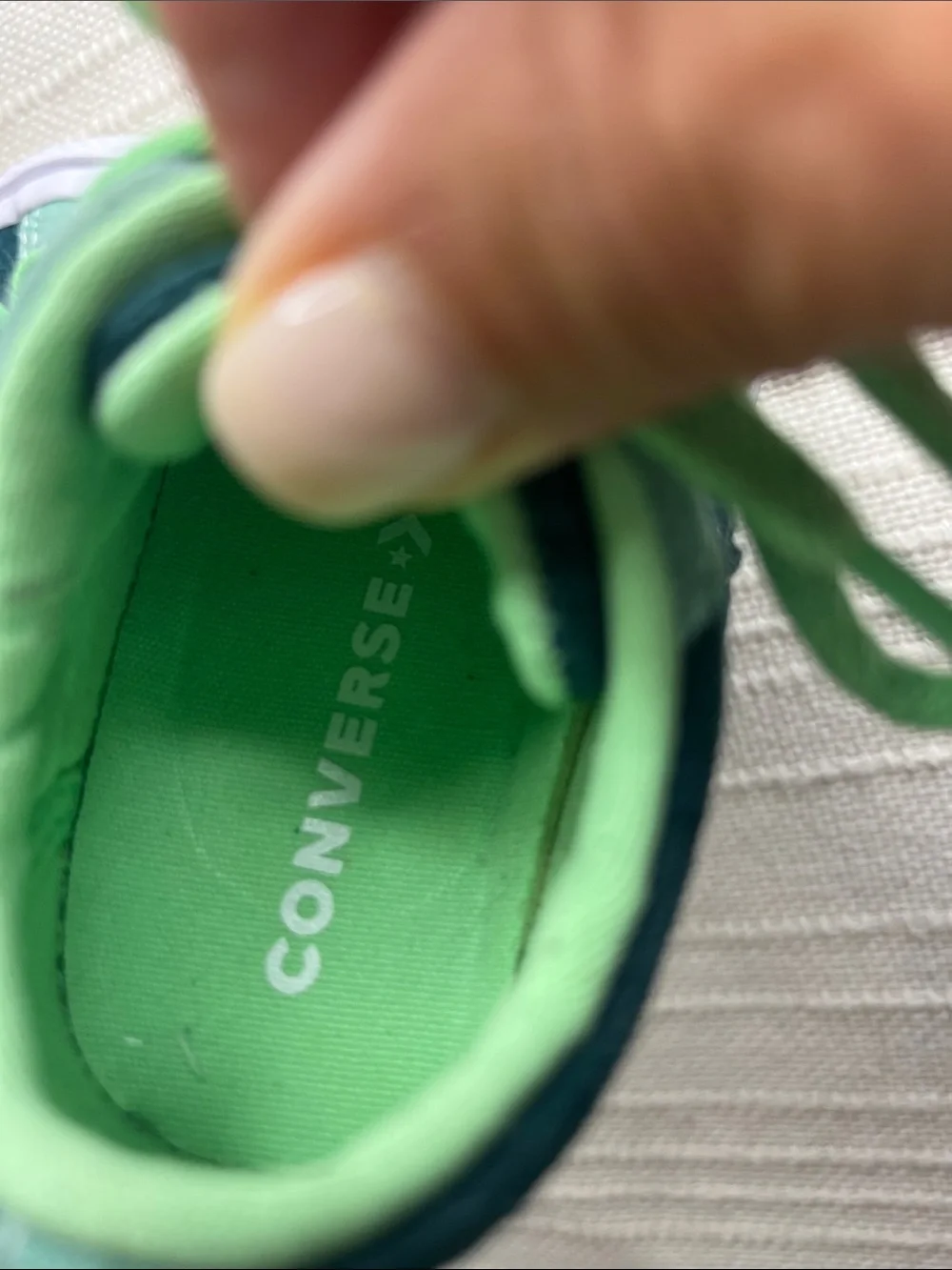 Converse All Stars US 5 baby, Mint Green suede Sneakers w cut-out star detail